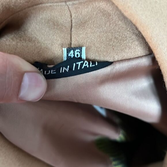 Vintage Gimbels Wool Tan Pea Coat Jacket - 46 - Picture 10 of 12